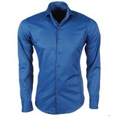 Ferlucci - Heren Overhemd - Napoli - Slimfit - Stretch - Steel Blue