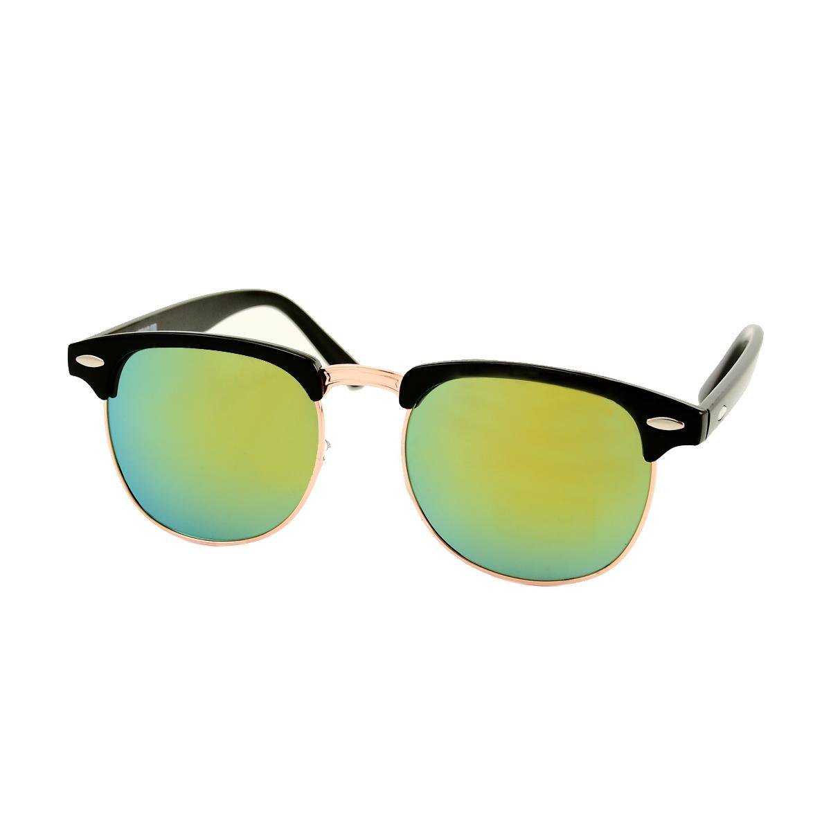 Heren Zonnebril - Dames Zonnebril - Ovaal - Zwart - Geel Groen Spiegelglazen - UV400