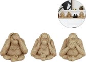 Relaxdays drie apen Orang-Oetan - set van 3 - aap beeld - tuinbeeld - horen/zien/zwijgen