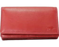Dames Portemonnee Rood Leer RFID ( Anti-Skim)  - Ideale Dames Portemonnee Rood