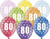 12x Stuks Ballonnen 80 met sterretjes - Verjaardag leeftijd feestartikelen