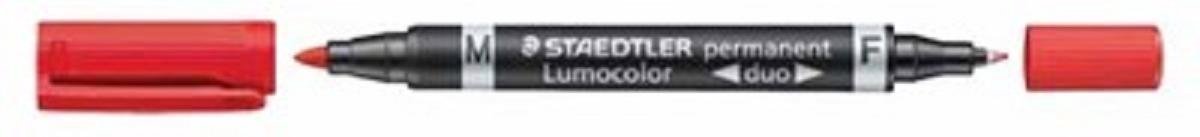 STAEDTLER Lumocolor permanent duo 348 Markeerstift rood-10 stuks