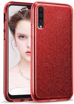 Samsung Galaxy A30S Hoesje Glitters Siliconen TPU Case rood - BlingBling Cover