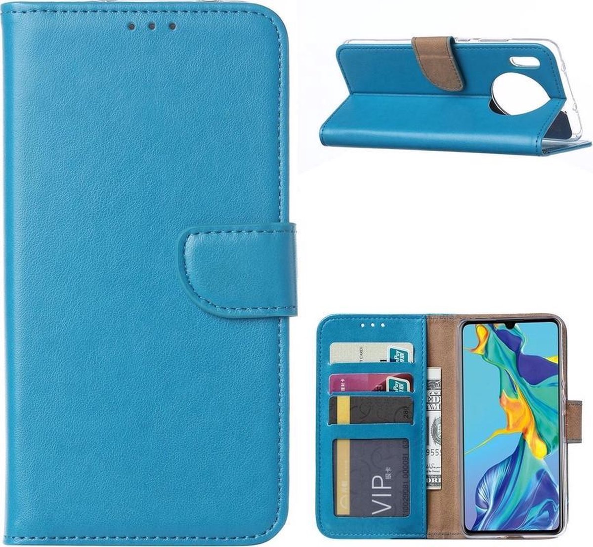 Bookcase Geschikt voor: Huawei Mate 30 Pro - Turquoise - portemonnee hoesje