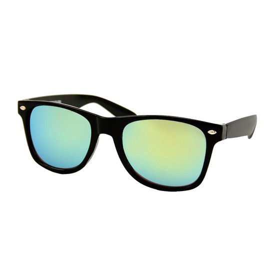 Heren Zonnebril - Dames Zonnebril - Zwart - Geel Groen Spiegelglazen - UV400