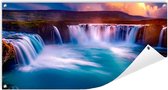 Godafoss IJsland / Waterval / Tuinposter 150x75 cm - Tuindoek / Buitencanvas / Schilderijen voor buiten (tuin decoratie) XXL / Groot formaat!