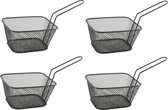 4x frites noires / paniers de service snack / paniers frites 14 cm - Décoration de table - Service frites / snack dans un panier