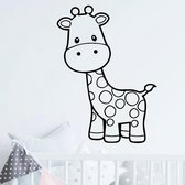 muursticker baby Giraffe - 90x108cm - zwart - woordsticker.com