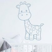 muursticker baby Giraffe - 60x72cm - Lichtgrijs - woordsticker.com