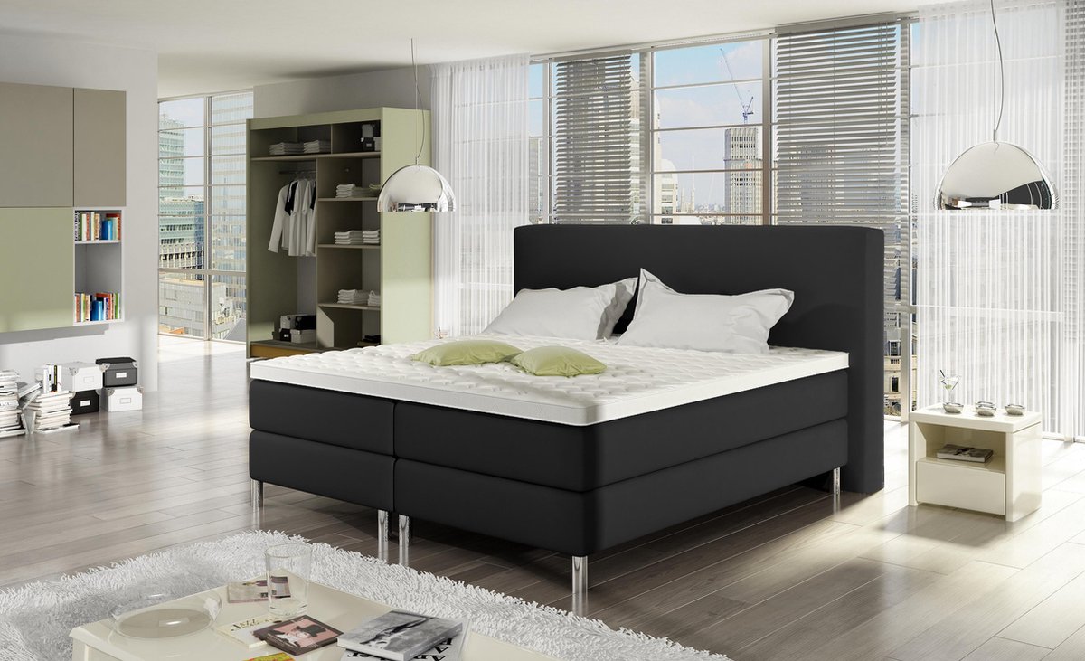 Boxspring Brussel (PU leer) 140 x 200 incl matras + topmatras
