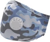 Camouflage Uitwasbare mondmasker mondkapje Katoen | blauw| Face Mask | Gezichtsmasker + 2 Filters