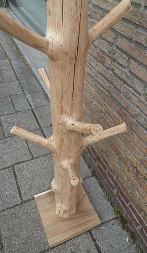 Kapstok, garderobestandaard naturel boomstam Mangosteen 190 cm met houten  voet | bol.com