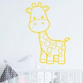 muursticker baby Giraffe - 90x108cm - Geel - woordsticker.com