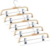 Relaxdays 5x broekhanger hout - rokhanger - kledinghanger - klerenhanger met clips