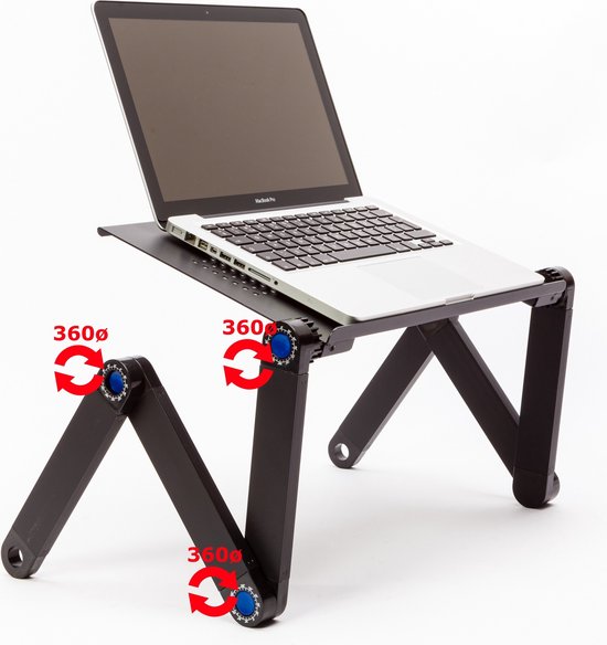 Technosmart - Laptop Tafel | Verstelbaar | laptopstandaard zwart | Wendbaar