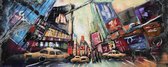 3D art Metaalschilderij New York - handgeschilderd schilderij - wanddecoratie - Broadway - 150x60 - woonkamer / slaapkamer
