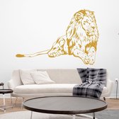 Muursticker Leeuw -  Goud -  120 x 81 cm  -  slaapkamer  woonkamer  dieren - Muursticker4Sale