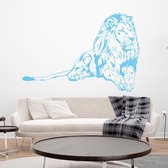 Muursticker Leeuw -  Lichtblauw -  160 x 108 cm  -  slaapkamer  woonkamer  dieren - Muursticker4Sale