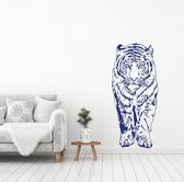 Muursticker Tijger Lopend -  Donkerblauw -  35 x 80 cm  -  slaapkamer  woonkamer  dieren - Muursticker4Sale