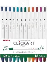 Zebra Clickart Knock Sign 0,6mm Pennen Set van 12 Donkere Kleuren