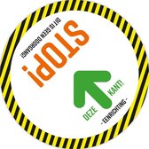 Corona vloersticker rond (100x100)"Looprichting - TWEERICHTING-" 5 stuks