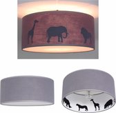 Plafondlamp Roozje - Reverse silhouette Jungle dieren grijs - 35cm