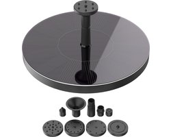 b'Nomio Solar Fontein op Zonne Energie \xe2\x80\x93 Fontein Pomp voor Vogelbad/Vijver/Tuin/Zwembad/Waterschaal \xe2\x80\x93 met 8 Opzetstukken - Milieuvriendelijke Fontijn \xe2\x80\x93 \xe2\x8c\x80160mm'