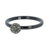 iXXXi Jewelry - Vulring - 1 ball fill clear cristal - Zwart - 2mm - Maat 17