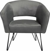 Fauteuil Mazio - Grijs - Fauteuil - 75 x 71 x 69 - Velvet
