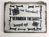 Tekstbord Verboden toegang wit 24x30 cm van hout