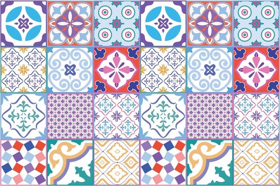 Walplus Klassiek Marokkaanse Kleurrijke Tegelsticker 1 - Multikleur - 15x15 cm - 24 stuks