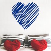 muursticker schets Hart - blauw - 75x75cm - woordsticker.com