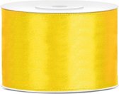 1x Hobby/decoratie geel satijnen sierlinten 5 cm/50 mm x 25 meter - Cadeaulint satijnlint/ribbon - Gele linten - Hobbymateriaal benodigdheden - Verpakkingsmaterialen