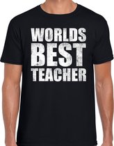 Worlds best teacher / werelds beste leraar cadeau t-shirt zwart heren XL