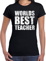 Worlds best teacher / werelds beste lerares cadeau t-shirt zwart dames S