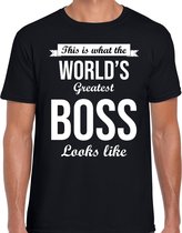 Worlds greatest boss cadeau t-shirt zwart voor heren XL