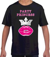 Party princess cadeau t-shirt zwart voor kids/meisjes - Verjaardag kado shirt / outfit 122/128