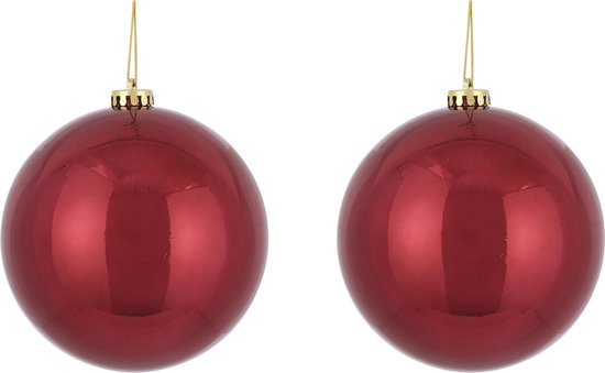2x kunststof kerstballen donkerrood 15 cm Grote onbreekbare kerstballen | bol.com