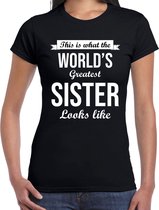 Worlds greatest sister zussen cadeau t-shirt zwart voor dames XL