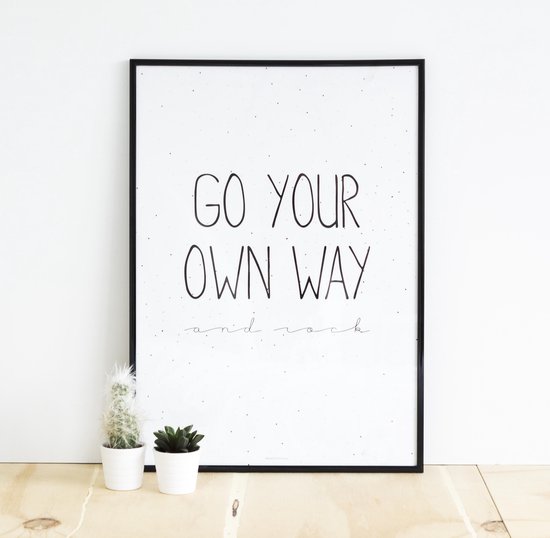 A2 poster | Go your own way and rock | zwart-wit | MOODZ design