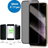 Smartphone screenprotector- Premium - glasbeschermer Zijdedruk - Volledige dekking Anti -spion - Privacyglass - Glasbeschermer - voor iPhone X - 11 pro