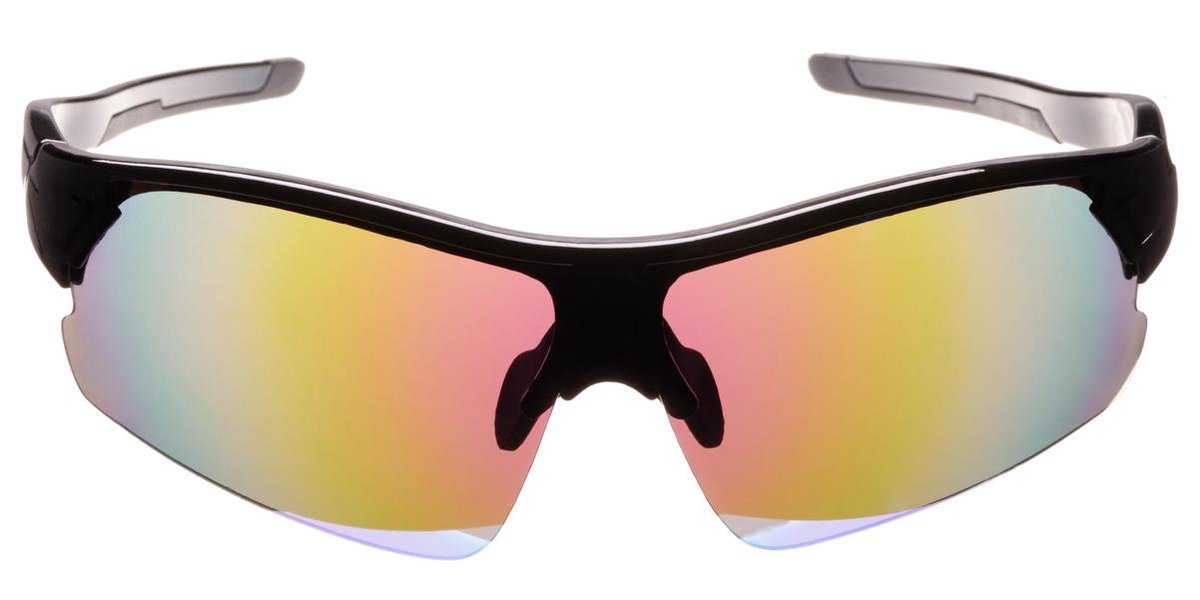 Icon Eyewear Zonnebril BLADE - Zwart montuur - Gekleurde spiegelende glazen