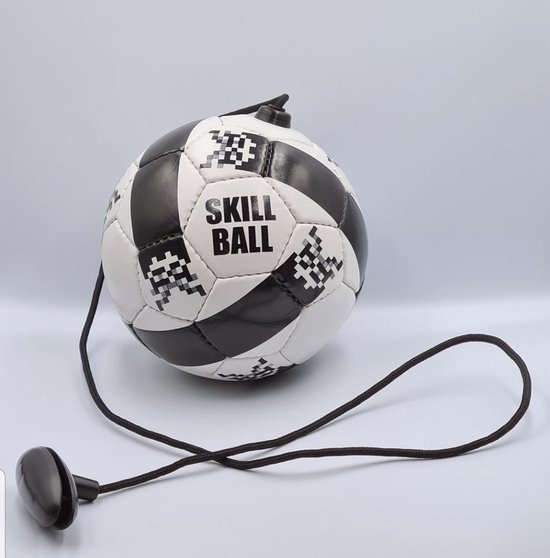 Voetbaltrainer-Bal - Techniekbal maat2 -  SkillBall - Mini-voetbal - Voetbal voor kleintjes - Lederen voetbal - Leervoetbal - Jeugdvoetbal - Voetbal met touw
