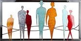 Moderne wanddecoratie wandsculptuur Mensen Oranje / Rood / Blauw / Grijs 80x40 cm