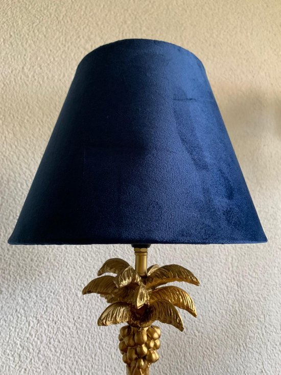 Gouden Lamp Velours Velvet Blauw Tafellamp