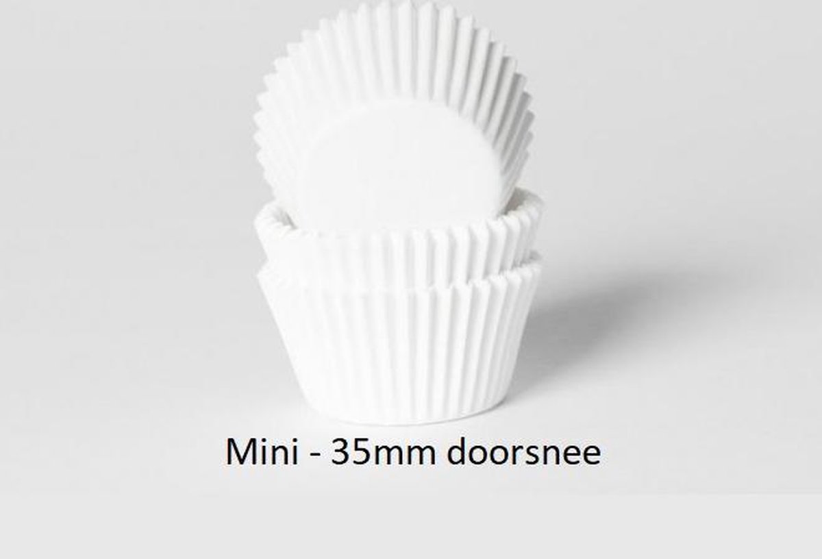 House of Marie Mini Cupcake Vormpjes - Baking Cups - Wit - pk/500