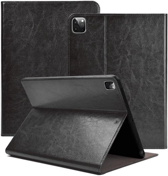 iPad Pro 2020 Hoes - 12.9 inch - Leren Case Zwart | bol.com