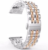 Smartwatch bandje - Geschikt voor Samsung Galaxy Watch 3 41mm, Active 2, 20mm horlogebandje - RVS metaal - Fungus - Fijne schakel - Zilver Rosegoud