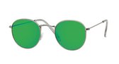 Hidzo Ronde Zonnebril Zilver - UV 400 - Groene Glazen - Inclusief Brillenkoker