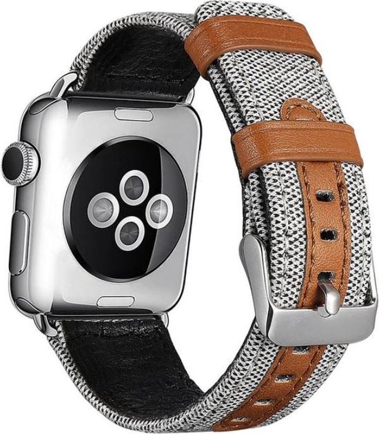 Fungus - Smartwatch bandje - Geschikt voor Apple Watch 38 / 40 / 41 mm - Series 1 2 3 4 5 6 7 8 9 SE iWatch - Nylon - Bruin - Wit